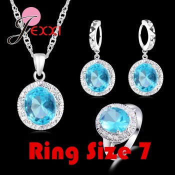 JEXXI Latest Luxury Necklace+Earring+Ring Jewelry Sets 100% S90 Silver with AAA++ CZ   Crystal Wedding Engagment