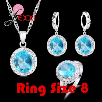 JEXXI Latest Luxury Necklace+Earring+Ring Jewelry Sets 100% S90 Silver with AAA++ CZ   Crystal Wedding Engagment