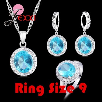JEXXI Latest Luxury Necklace+Earring+Ring Jewelry Sets 100% S90 Silver with AAA++ CZ   Crystal Wedding Engagment