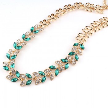 jiayijiaduo New Wedding Jewelry Sets for Charming Women Dresses Dating Accessories Green Glass Crystal Necklace Earrings Sets
