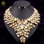 6Colors African Bead Jewelry Sets Wedding Necklace Womens Jewellery Set Gold Color Crystal Necklace And Earrings