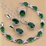 Silver 925 Jewelry Green Created Emerald White CZ Jewelry Sets Women Earrings/Pendant/Necklace/Rings/Bracelet