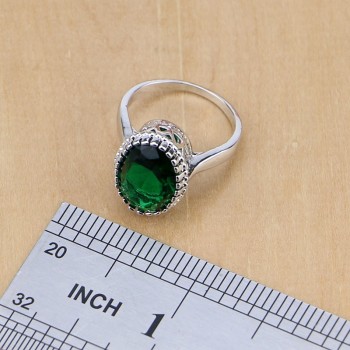 Silver 925 Jewelry Green Created Emerald White CZ Jewelry Sets Women Earrings/Pendant/Necklace/Rings/Bracelet