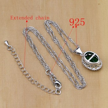 Silver 925 Jewelry Green Created Emerald White CZ Jewelry Sets Women Earrings/Pendant/Necklace/Rings/Bracelet
