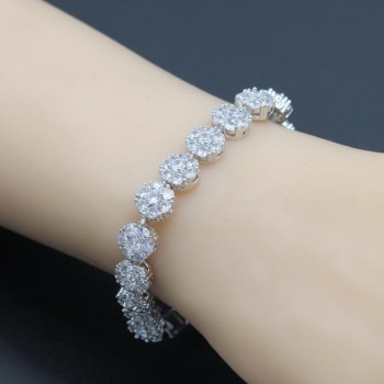 Exquisite Pure White Cubic Zirconia 925 Silver Jewelry Sets For Women Wedding Necklace Drop Earrings Bracelet Ring Free Gift Box