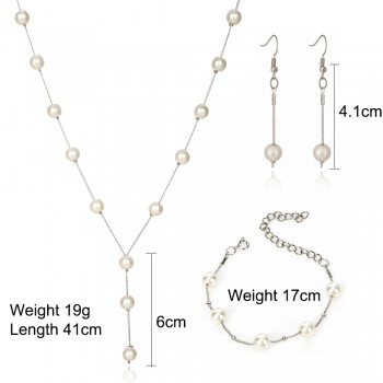 XIYANIKE Fashion Gold Bridal Jewelry Sets Simulated Pearl Wedding Tassel Earrings Necklace Party Beads Bracelet Accessories N334