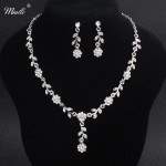 Miallo Charms Flower Rhinestone Jewelry Necklace Earrings Set Elegant Shinning Crystal Wedding Bride Party Pendant Drop Earrings