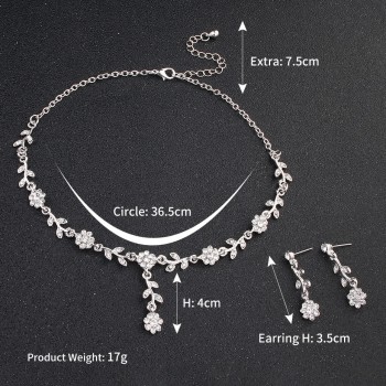 Miallo Charms Flower Rhinestone Jewelry Necklace Earrings Set Elegant Shinning Crystal Wedding Bride Party Pendant Drop Earrings