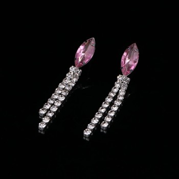 Fashion Leaf Tassel Wedding Jewelry Sets Charm Pink Crystal Choker Necklace Earrings Set Bridal Jewelry Sets Women Accessories