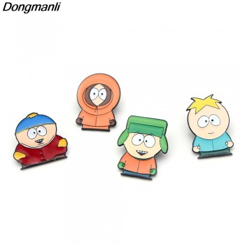 P2345 Dongmanli Cartoon South Park Figure Metal Enamel Brooch Pin Denim Jacket Shirt Enamel Pin Badge Jewelry Gift for Girl Boy