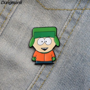 P2345 Dongmanli Cartoon South Park Figure Metal Enamel Brooch Pin Denim Jacket Shirt Enamel Pin Badge Jewelry Gift for Girl Boy