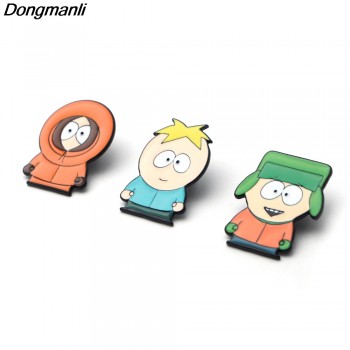 P2345 Dongmanli Cartoon South Park Figure Metal Enamel Brooch Pin Denim Jacket Shirt Enamel Pin Badge Jewelry Gift for Girl Boy