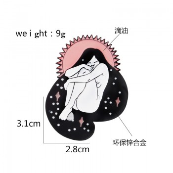 Quiet Sleeping Girl Feminist Enamel Pin Brooches Badges Hard Enamel Pins Women Hat Bag Backpack Jewelry Accessories Fine Gifts