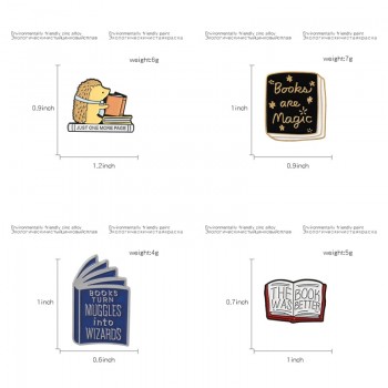 Book Pins Brooch Collection Hedgehog Better Magic Book Brooches Literature Reader Pin Badge Lapel Pins Gift for Book lovers