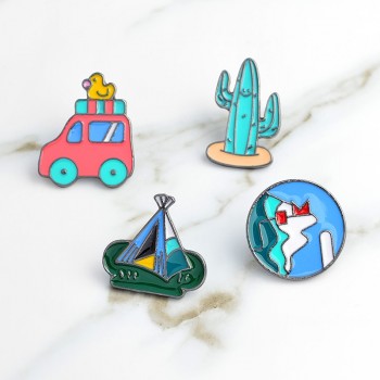 Miss Zoe 3~10pcs/set Plant cactus fruits flamingo Brooch Button Pins Denim Jacket lapel Pin Badge Plant Jewelry Gift for Kids