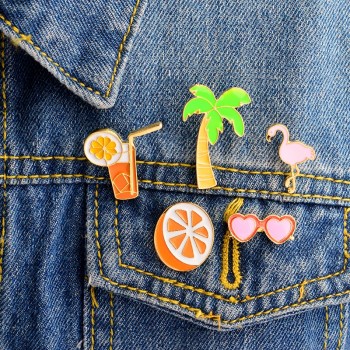 Miss Zoe 3~10pcs/set Plant cactus fruits flamingo Brooch Button Pins Denim Jacket lapel Pin Badge Plant Jewelry Gift for Kids