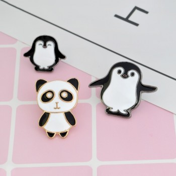 QIHE JEWELRY Animal pin set Cat Dog Panda Bird Penguin Fox Rabbit Enamel pins Cute Lapel pins Kawaii Brooches Animal jewelry