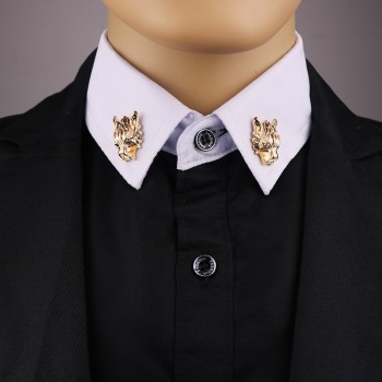 i-Remiel Metal Dragon Animal Pins and Brooches Dragons Head Brooch Shirt Collar Chip Tassel Chain Flower Suit Lapel Accessories