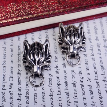 i-Remiel Metal Dragon Animal Pins and Brooches Dragons Head Brooch Shirt Collar Chip Tassel Chain Flower Suit Lapel Accessories