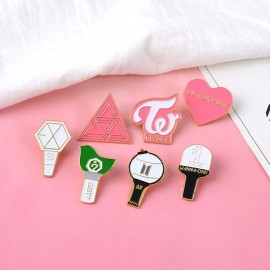 Korean Idol ! BTS Bangtan Boys Got7 BlackPink WannaOne EXO Twice SEVENTEEN Concert Light Sticks Enamel Brooches Pins