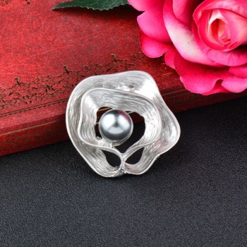 LEEKER Vintage Silver Color Metal Hollow Brooches Pins With Simulated Pearl Women Wedding Party Dress Jewelry 96019 LK9