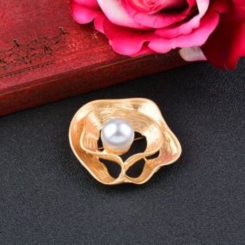 LEEKER Vintage Silver Color Metal Hollow Brooches Pins With Simulated Pearl Women Wedding Party Dress Jewelry 96019 LK9