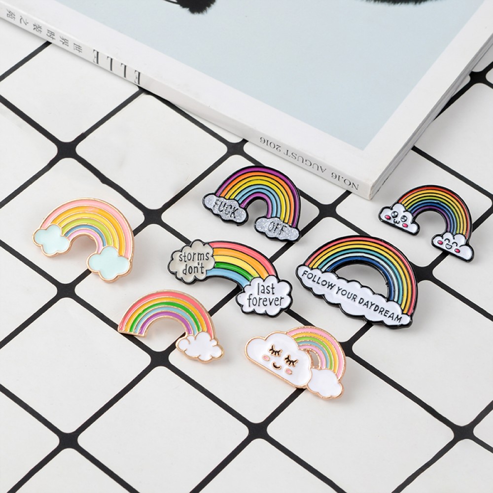 Rainbow and Clouds Enamel Pin Cartoon Rainbow Brooches Collection Fashion Metal Brooch Pins Badge Gifts for Women Men Children