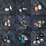 2-5 Pcs/set Hot Creative Enamel Pin Cute Sheep Rabbit Panda Cat Cactus Leaves Grass Brooches For Women Charm Jewelry Pins Brooch