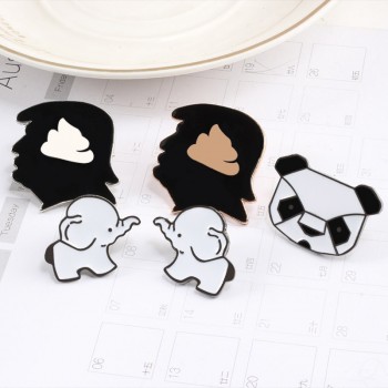 2-5 Pcs/set Hot Creative Enamel Pin Cute Sheep Rabbit Panda Cat Cactus Leaves Grass Brooches For Women Charm Jewelry Pins Brooch