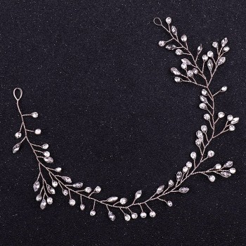 Rose Gold Tiara Headband Pearl Rhinestone Hair Jewelry For Women Bridal Hairbands Handmade Fashion Wedding Hair Accessories Gift