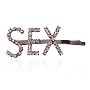 Shiny Rhinestone Letters Girls Sex Hairpins Fringe Pin Romantic Personalized Bang Elegant Hair Jewelry Wedding Jewelry FJ037