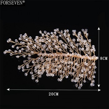 Many Style Gold Color Crystal Simulated Pearl Hair Comb For Wedding Hair Accessories Handmade Bride Hair Jewelry Headpiece Tiara