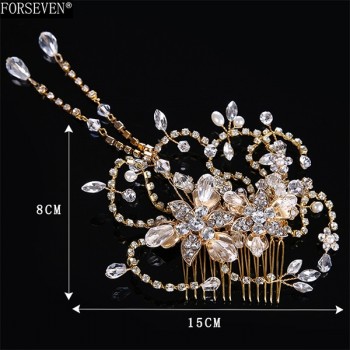 Many Style Gold Color Crystal Simulated Pearl Hair Comb For Wedding Hair Accessories Handmade Bride Hair Jewelry Headpiece Tiara