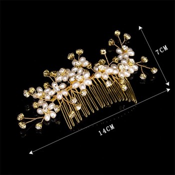 Many Style Gold Color Crystal Simulated Pearl Hair Comb For Wedding Hair Accessories Handmade Bride Hair Jewelry Headpiece Tiara