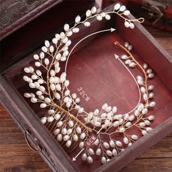 Many Style Gold Color Crystal Simulated Pearl Hair Comb For Wedding Hair Accessories Handmade Bride Hair Jewelry Headpiece Tiara
