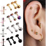 5Pcs/lot 16G 18G Tragus Helix Bar 3-4mm Ball Stainless Steel Labret Lip Bar Rings Stud Cartilage Ear Piercing Body Jewelry