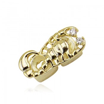 LuReen Hip Hop Gold Single Grillz Top amp; Bottom Teeth Grills Dental Vampire Teeth Caps Halloween Tooth Jewelry Party XHYT1023
