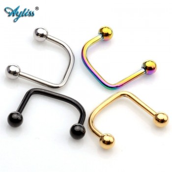 Ayliss Hot Wholesale 2pcs Rainbow 16G Cool Punk Stainless Steel Ball Top Lippy Loop Lip Monroe Labret Ring Jewelry Body Piercing