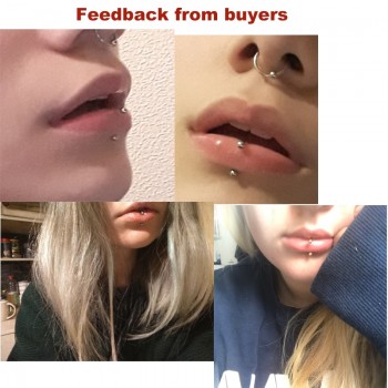 Ayliss Hot Wholesale 2pcs Rainbow 16G Cool Punk Stainless Steel Ball Top Lippy Loop Lip Monroe Labret Ring Jewelry Body Piercing