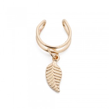 1 Pieces Surgical Steel Fake Clip On Wrap Earring Tragus Piercing Gold Black 2 Rings Leaf Charm Earring Piercing Body Jewelry