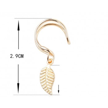 1 Pieces Surgical Steel Fake Clip On Wrap Earring Tragus Piercing Gold Black 2 Rings Leaf Charm Earring Piercing Body Jewelry