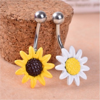 New Arricel Sun Flower  Medical Stainless Steel Piercing Belly Button Rings Body Piercing Navel Jewelry Free Shipping