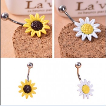 New Arricel Sun Flower  Medical Stainless Steel Piercing Belly Button Rings Body Piercing Navel Jewelry Free Shipping