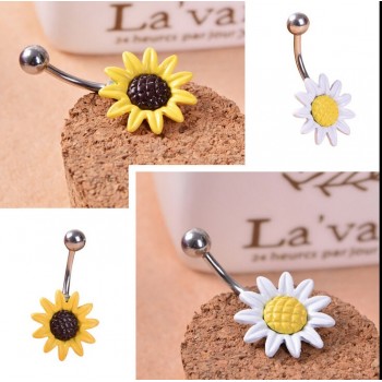 New Arricel Sun Flower  Medical Stainless Steel Piercing Belly Button Rings Body Piercing Navel Jewelry Free Shipping
