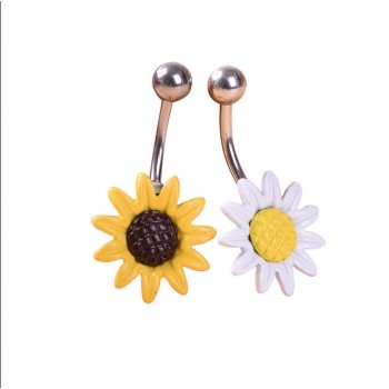 New Arricel Sun Flower  Medical Stainless Steel Piercing Belly Button Rings Body Piercing Navel Jewelry Free Shipping