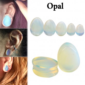 1 Pair Natural Stone Teardrop Ear Plugs Tunnel Shellhard Gauges Ear Expander Stretcher Fashion Body Pircings Jewelry