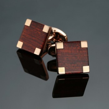 Novelty Luxury high quality stainless steel fiber red wood shell Design for mans French suit accessories Jewellery