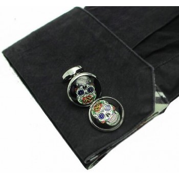 Free Shipping Skull Cufflinks Wholesale Sugar Dead Skeleton Design Hyperbole Style Cuff Links