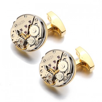 Hot Watch Movement Cufflinks Non-Functional Stainless Steel Steampunk Gear Watch Mechanism Cuff links for Mens Relojes gemelos