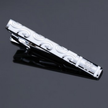 1 Piece Classic pattern Enamel  Silver gold Metal Tie Clip for Men Tie Bar blue Crystal Necktie Clips Pin For Mens Gift Jeweller